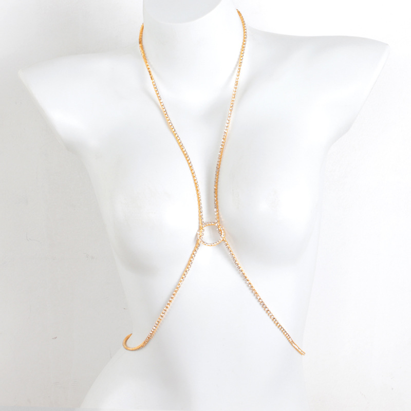 ST230708-Fashionable and simple summer beach bikini sexy diamond chain body chain