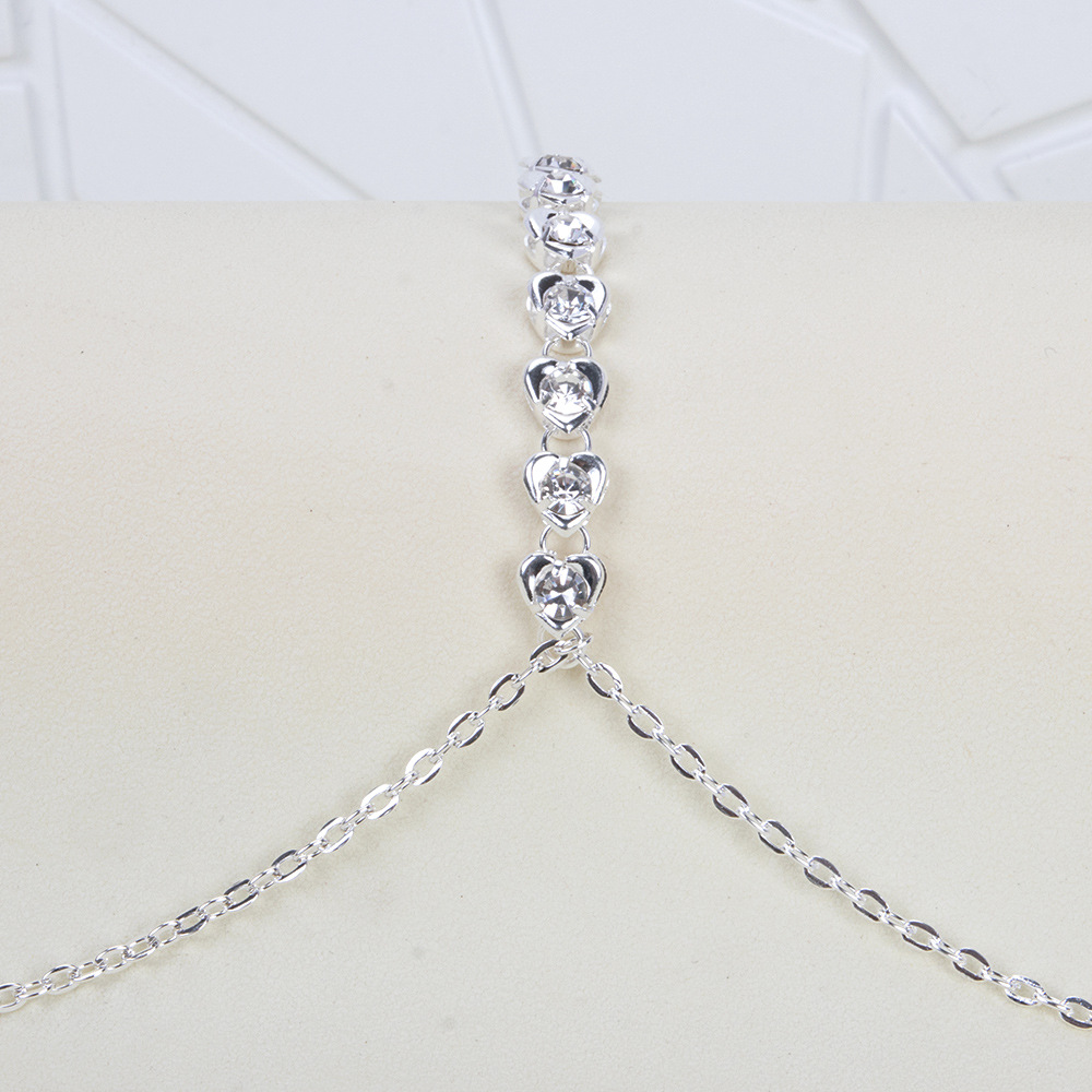 ST230210-Love Rhinestone Breast Chain Fashionable and Sexy Bikini Nightclub European and American Style Body Chain for Women