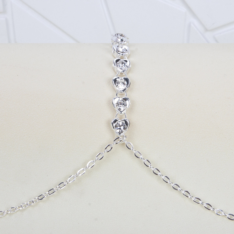 ST230210-Love Rhinestone Breast Chain Fashionable and Sexy Bikini Nightclub European and American Style Body Chain for Women