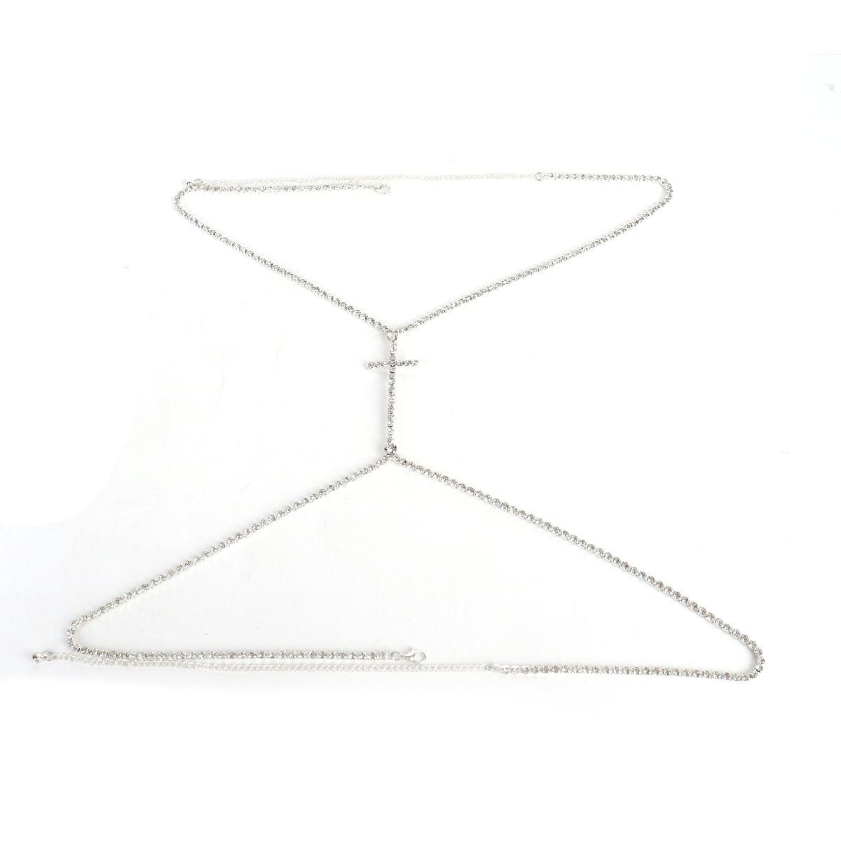 ST22405-European and American accessories cross sexy chest chain nightclub trendy rhinestone pendant body chain simple