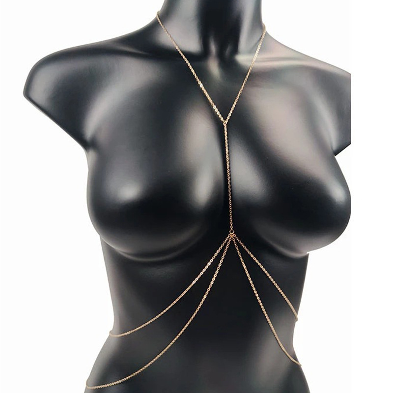 0001-European and American hot-selling jewelry sexy simple cross body chain one-piece chain