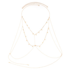 ST230707-European and American sexy sequin tassel clothing chain simple cross chain alloy body chain