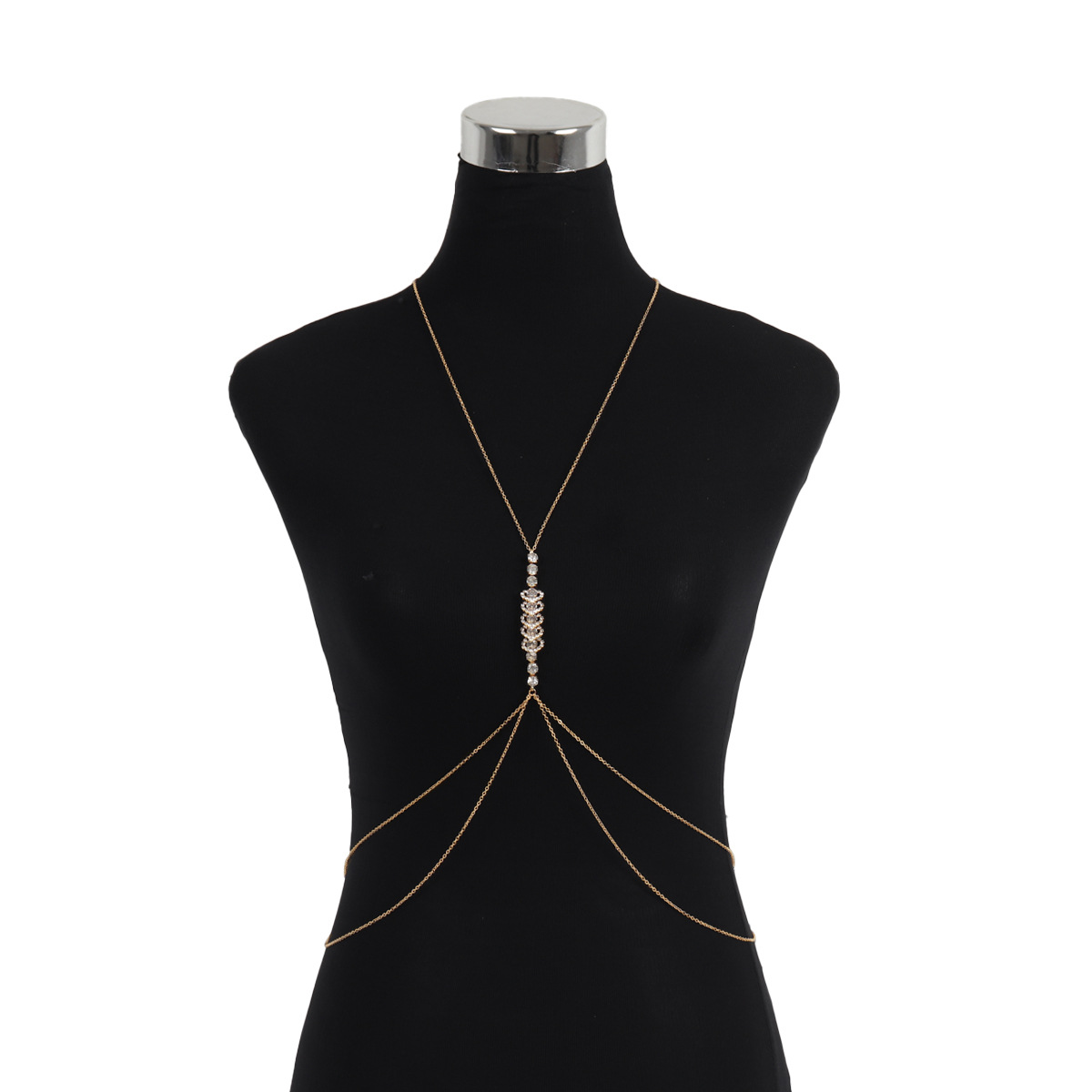 ST22804-European and American cross-border hot-selling accessories simple exaggerated rhinestone love sexy beach bikini body chest bracelet