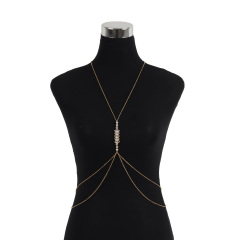 ST22804-European and American cross-border hot-selling accessories simple exaggerated rhinestone love sexy beach bikini body chest bracelet