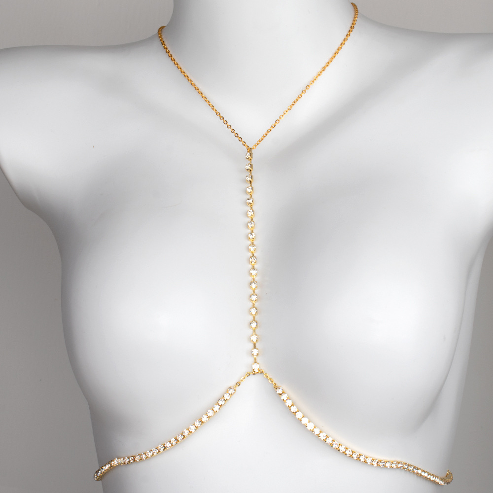 ST230322-Sexy rhinestone chest brace European and American fashion full diamond neck body chain chest chain