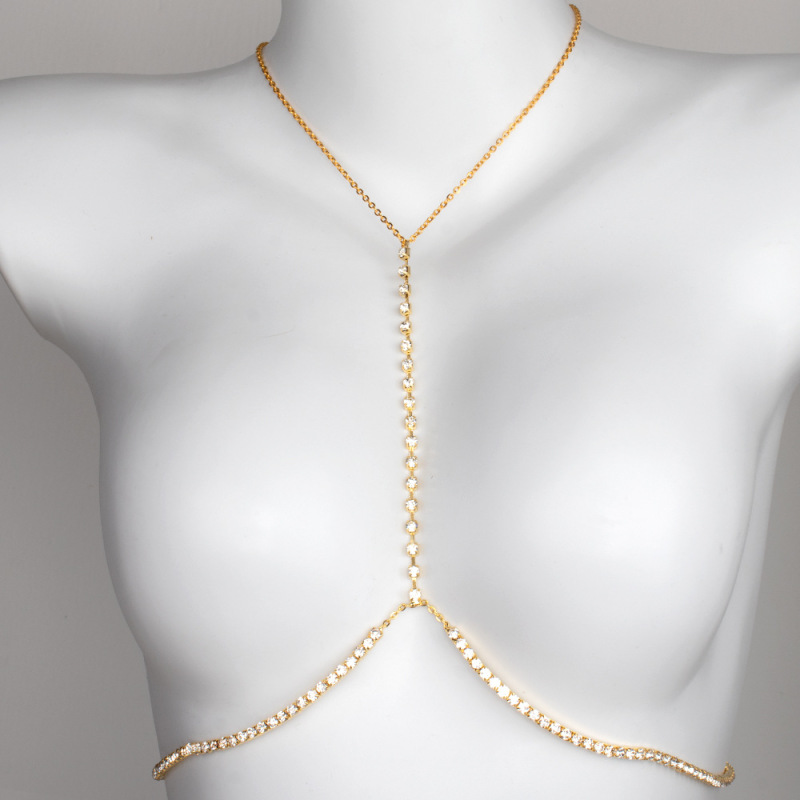 ST230322-Sexy rhinestone chest brace European and American fashion full diamond neck body chain chest chain