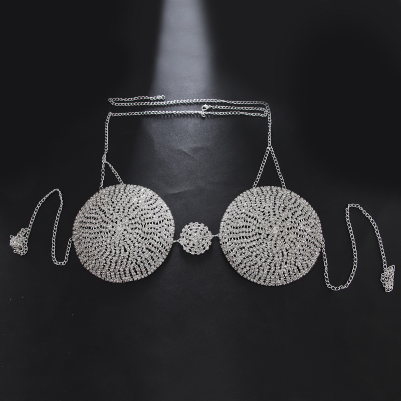 ST230932-Full Diamond Bra Nightclub Party Sexy Exaggerated Sparkling Diamond Bra Body Chain Chest Chain Accessories
