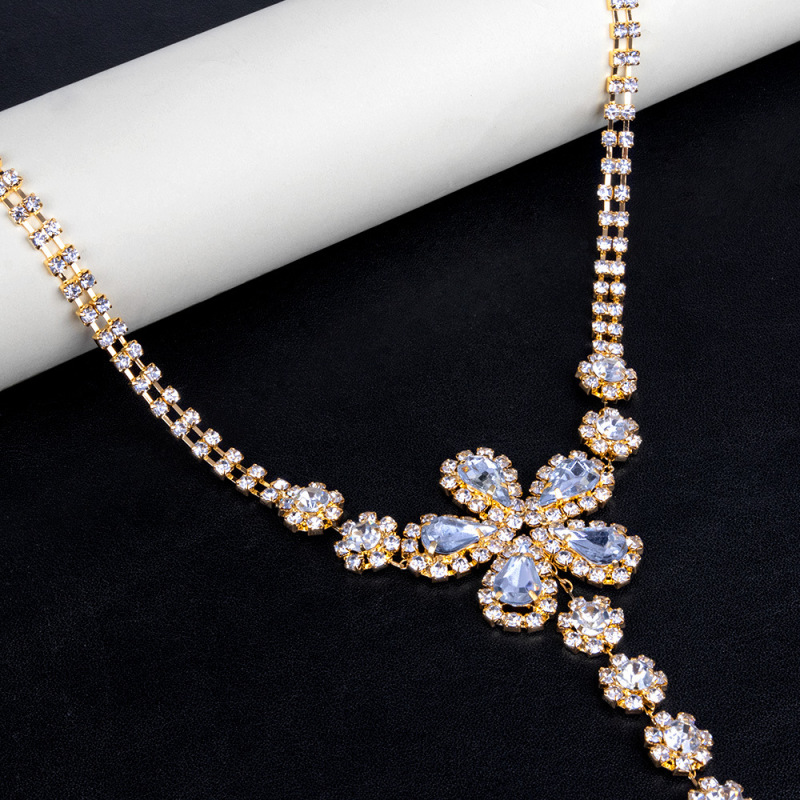 ST221001-Cross-border European and American waist chain accessories Sexy nightclub yellow diamond flower-shaped rhinestone underwear chain body chain