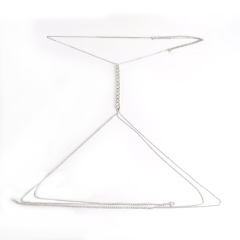 ST22501-Geometric single row diamond chain alloy body chain exaggerated simple European and American sexy chest chain for women