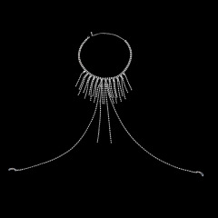 ST221015-Sexy Tassel Nipple Chain Nightclub Personalized Rhinestone Necklace Body Chain