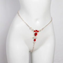 ST22506-Waist accessories fashionable European and American ruby ​​bikini rhinestone chain sexy thong body chain