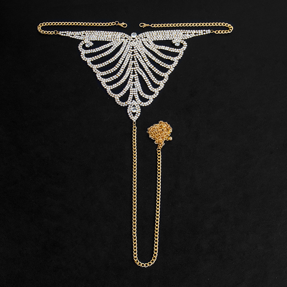 tb-13-Diamond underwear body chain sexy nightclub rhinestone chain bra thong set decoration