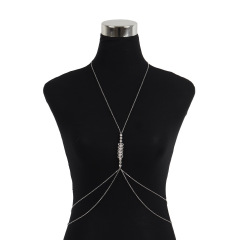 ST22804-European and American cross-border hot-selling accessories simple exaggerated rhinestone love sexy beach bikini body chest bracelet