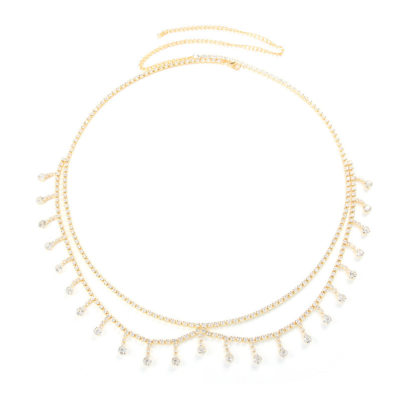 ST230909-European and American cross-border new chest chain set, fashionable and sexy sparkling diamond tassel nightclub bikini waist chain body chain accessories