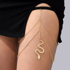 TL230911-European and American creative personality zodiac snake multi-layer leg chain for women