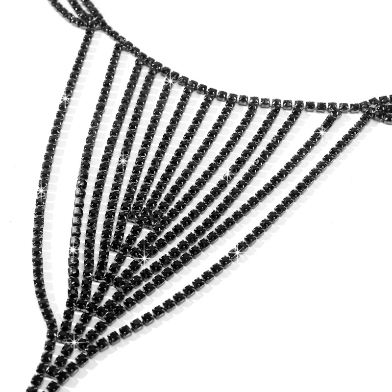 ST230704-European and American exaggerated sexy rhinestone bra body chain, sexy beach bikini vacation swimsuit with chest chain for women