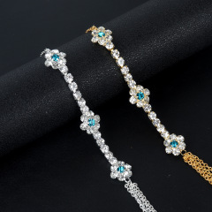ST230105-European and American cross-border hot-selling new product flower rhinestone chest chain green diamond sexy bikini body chain jewelry accessories