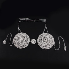 ST230932-Full Diamond Bra Nightclub Party Sexy Exaggerated Sparkling Diamond Bra Body Chain Chest Chain Accessories
