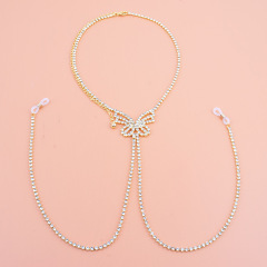 ST221012-Tassel butterfly nipple chain European and American non-piercing rhinestone body chain