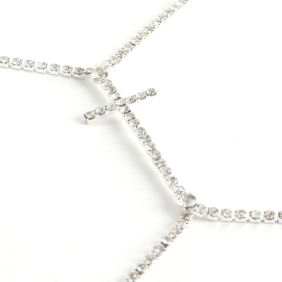 ST22405-European and American accessories cross sexy chest chain nightclub trendy rhinestone pendant body chain simple