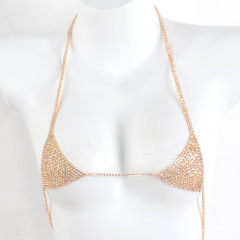 ST230803-European and American sexy and simple niche hot girls beach nightclub full diamond bikini body chain chest chain