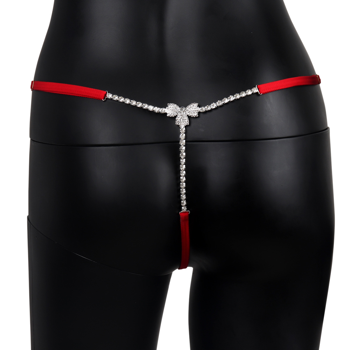 ST221029-Full diamond butterfly chain red panties rhinestone nightclub sexy thong women's body chain underwear accessories