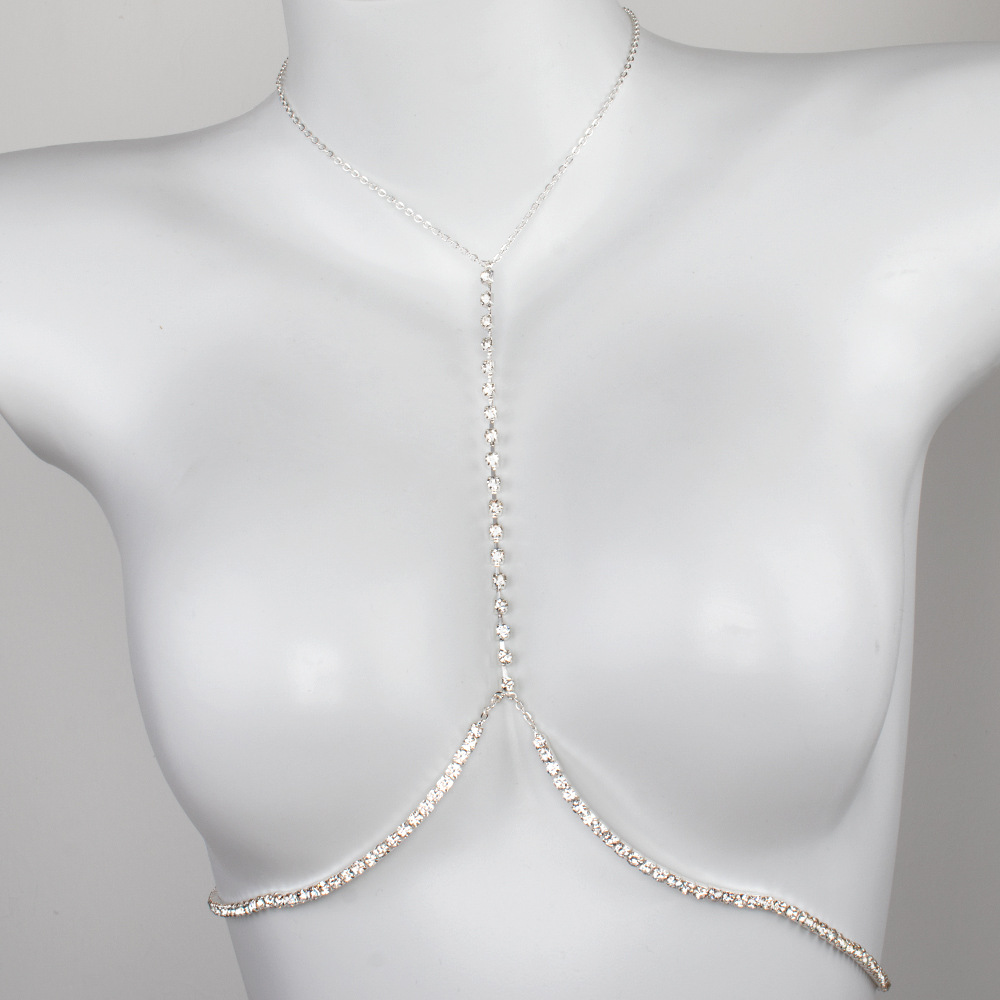 ST230322-Sexy rhinestone chest brace European and American fashion full diamond neck body chain chest chain