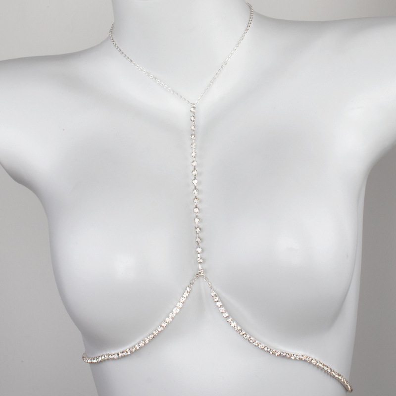 ST230322-Sexy rhinestone chest brace European and American fashion full diamond neck body chain chest chain