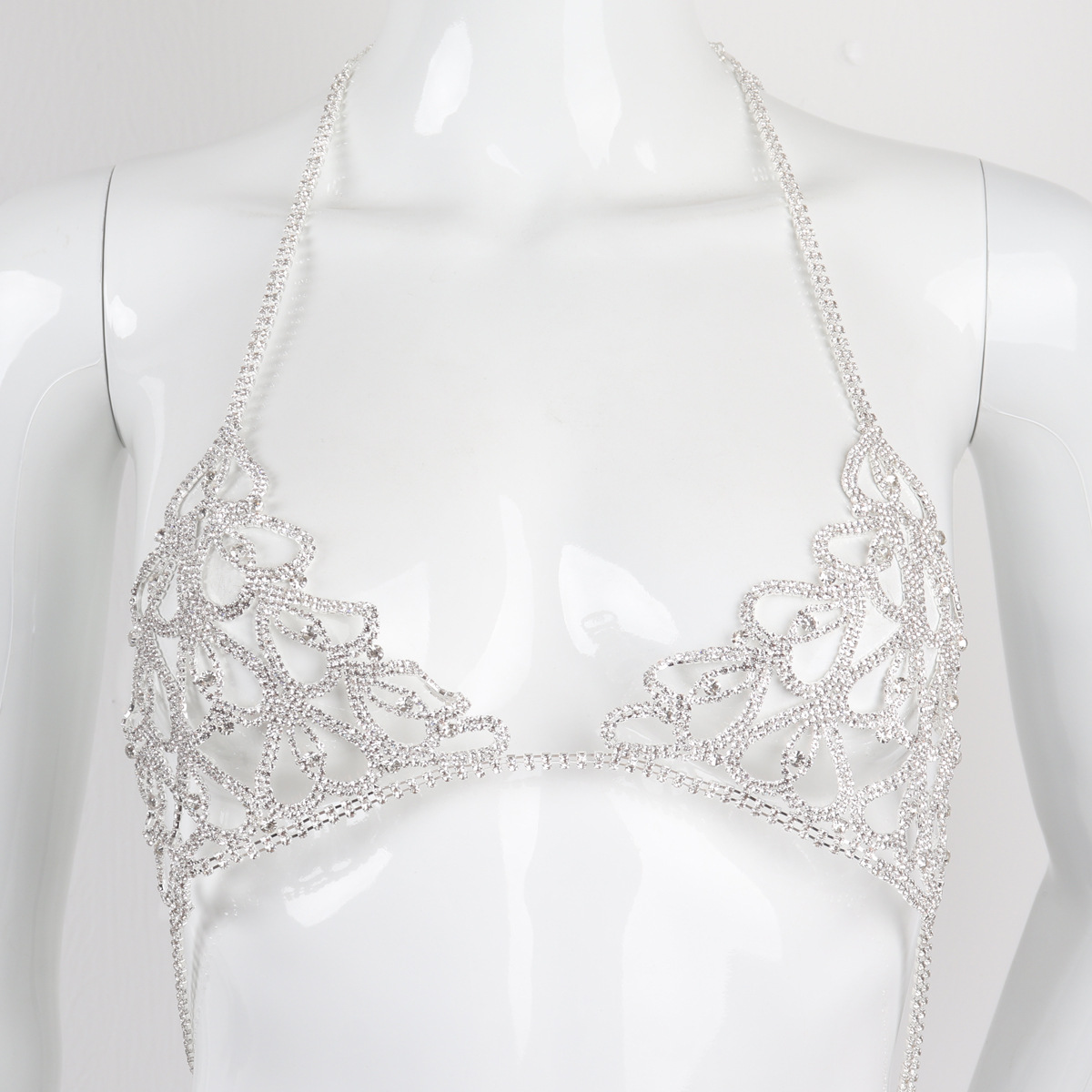 0005-Cross-border hot selling rhinestone bra accessories luxury full diamond love geometric sexy nightclub sexy European and American body chain for women