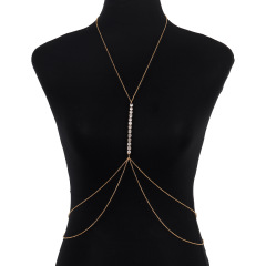 ST22501-Geometric single row diamond chain alloy body chain exaggerated simple European and American sexy chest chain for women