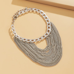 JL22406-European and American style multi-layered tassel hip-hop anklet for women, exaggerated personality geometric metal chain high-heeled shoes chain