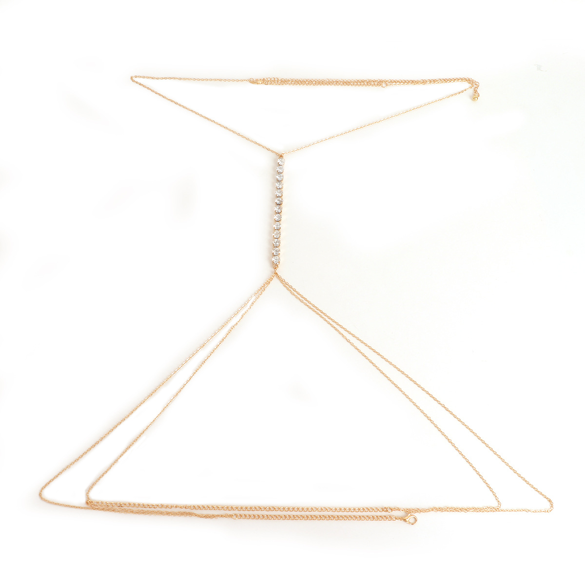 ST22501-Geometric single row diamond chain alloy body chain exaggerated simple European and American sexy chest chain for women