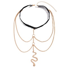 TL230911-European and American creative personality zodiac snake multi-layer leg chain for women