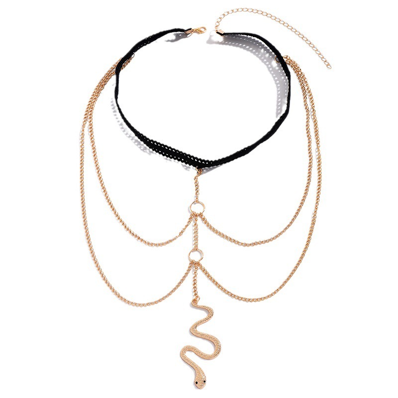 TL230911-European and American creative personality zodiac snake multi-layer leg chain for women