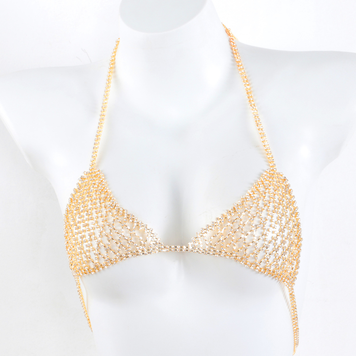 ST22450-Exaggerated bikini breast chain thong sexy nightclub rhinestone underwear body chain set