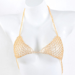 ST22450-Exaggerated bikini breast chain thong sexy nightclub rhinestone underwear body chain set