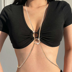 ST230708-Fashionable and simple summer beach bikini sexy diamond chain body chain