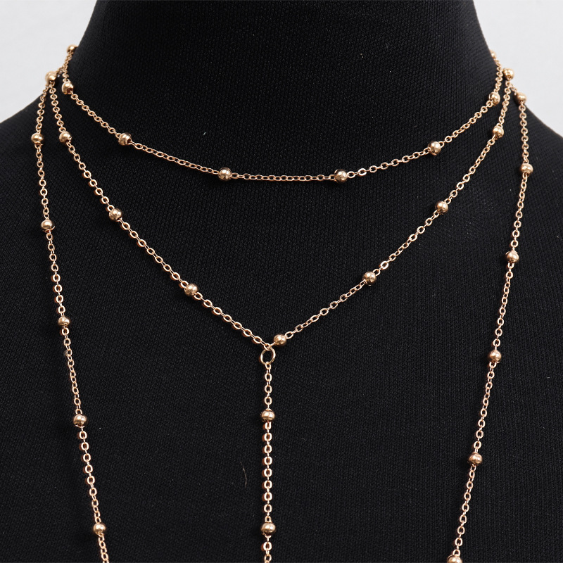 ST22410-Sexy Fashion Summer Water Drop Multi-Layered Cross Women's Body Chain Necklace in One
