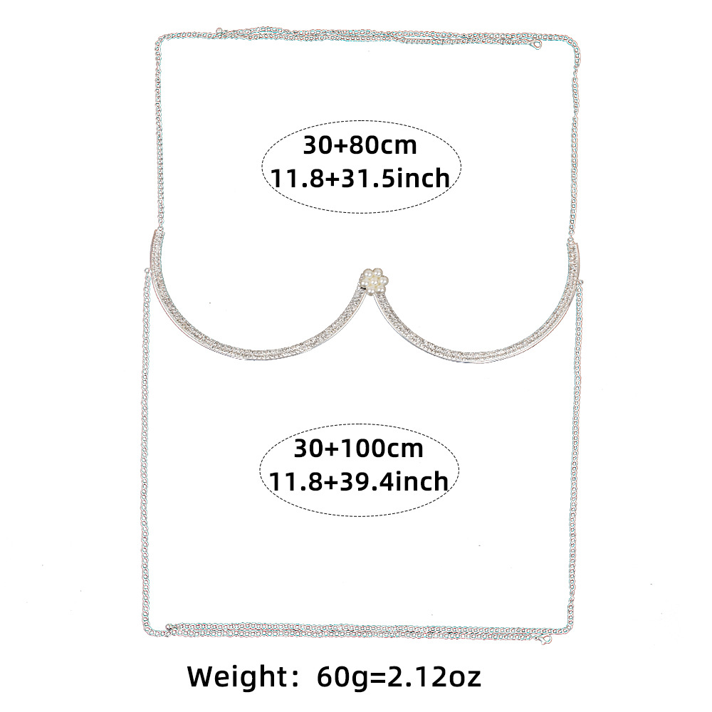 ST230323-Hot flower shaped breast support sexy bikini rhinestone breast chain body chain for women