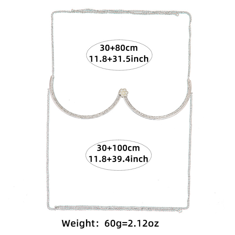 ST230323-Hot flower shaped breast support sexy bikini rhinestone breast chain body chain for women