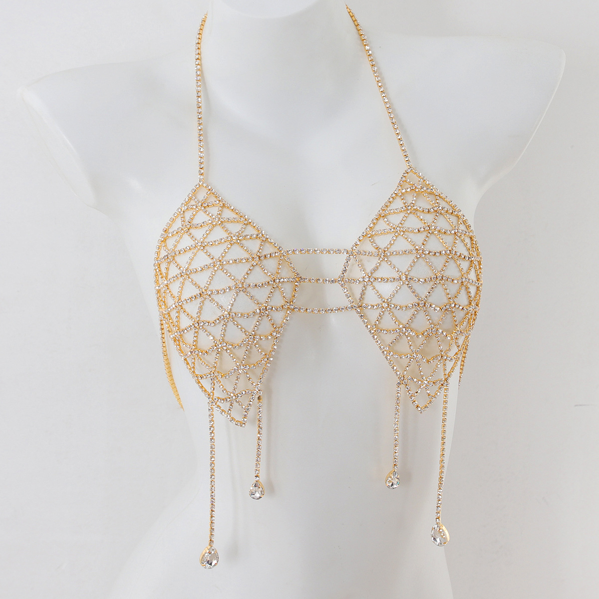 ST230921-Rhinestone bikini bra nightclub beach sexy body chain chest chain