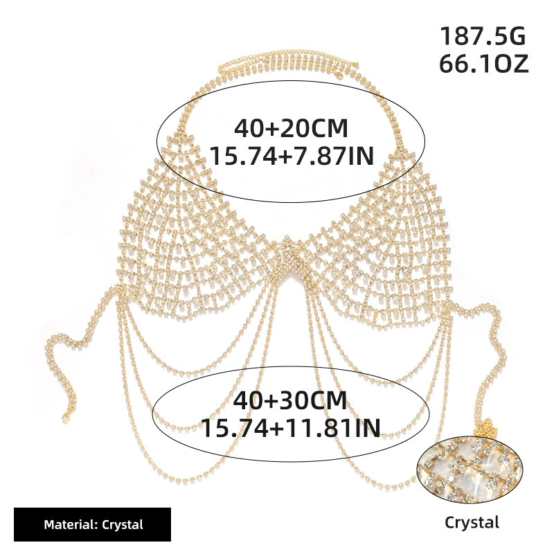 0044-Sexy Tassel Rhinestone Bra Hollow Beach Bikini Body Chain Accessories