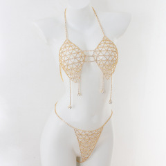 ST230921-Rhinestone bikini bra nightclub beach sexy body chain chest chain