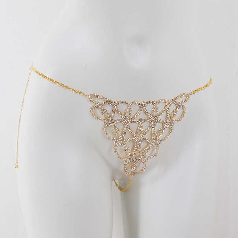 0005-Cross-border hot selling rhinestone bra accessories luxury full diamond love geometric sexy nightclub sexy European and American body chain for women