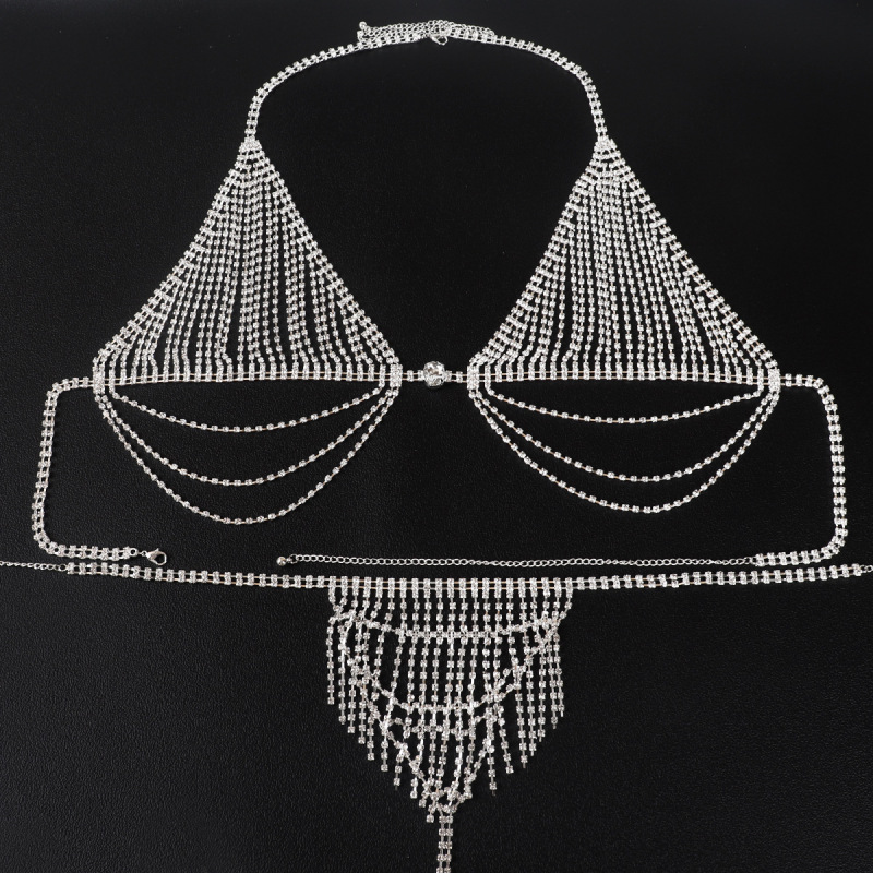 tb-15-Chest chain accessories Fashion rhinestone tassel sexy bikini bra chain nightclub European and American body chain