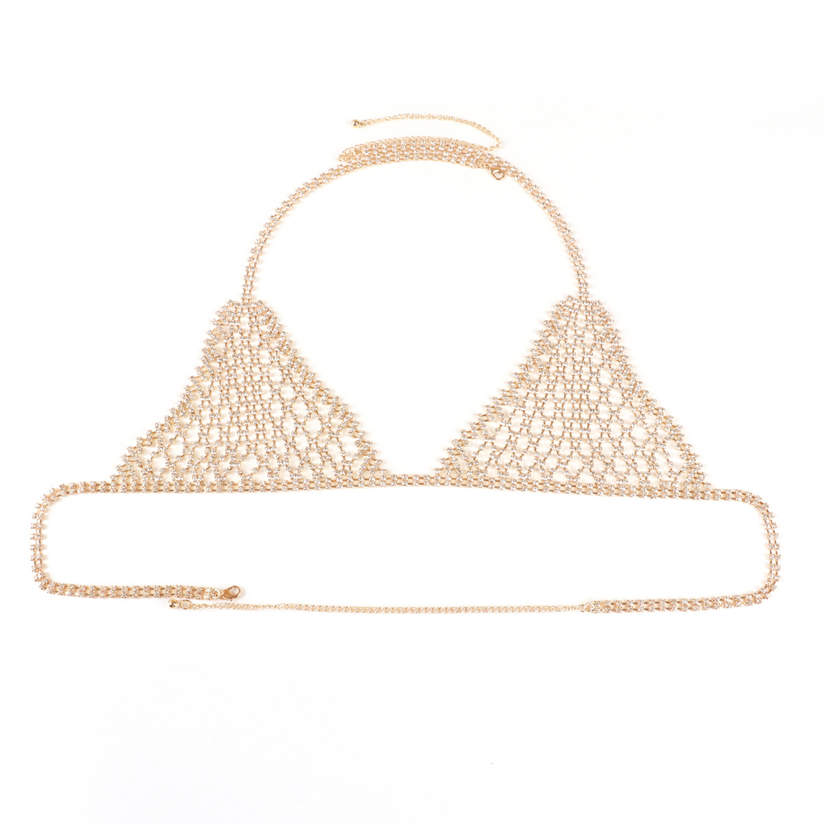 ST22450-Exaggerated bikini breast chain thong sexy nightclub rhinestone underwear body chain set