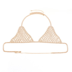 ST22450-Exaggerated bikini breast chain thong sexy nightclub rhinestone underwear body chain set
