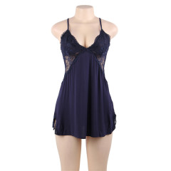 R80734--Plus size sexy lingerie modal women's nightgown sexy lace suspender skirt