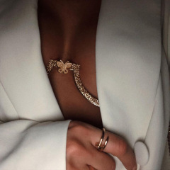 XT22601-European and American personalized fashion suit accessories chest chain for women sexy exaggerated ball catwalk decorative chain body chain chest support