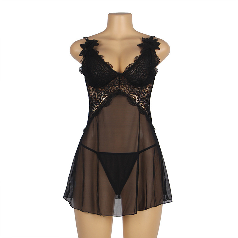R81130--Large size sexy pajamas flirting hot sexy passion temptation suspender nightgown